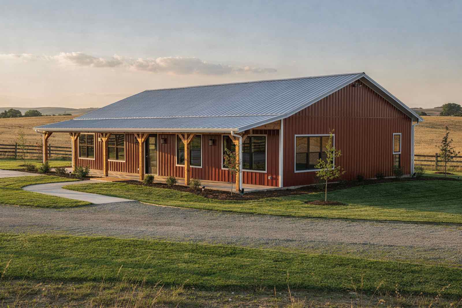 Fieldstone barndominium, illustrative rendering