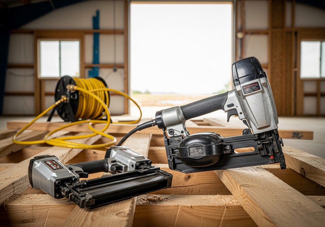Pneumatic Framing and Finish Nailers for a Barndominium Shop Build